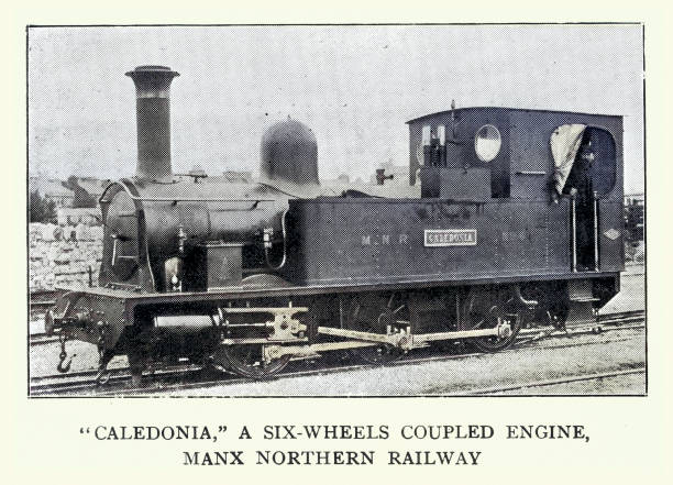 istock History of the Railways, Steam train, Caledonia, Six-wheel coupled engine, Manx Northern Railway, 1890s 19th Century, Vintage photograph 2185437130