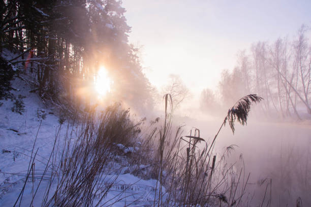 Winter cold clear morning