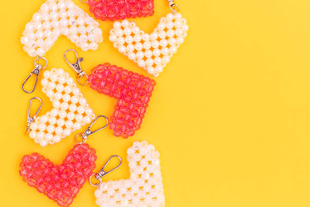 istock Handcraft keychains in a heart shape made from acrylic beads. 2185439871