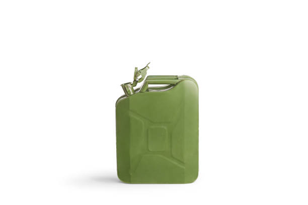 istock Studio shot of a green jerrycan with open cap 2185448043