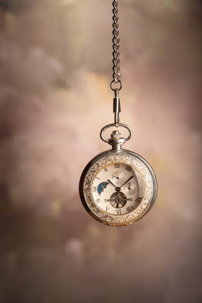 istock Pocket watch, beautiful pocket watch hanging by the chain, abstract background, selective focus. 2185449232