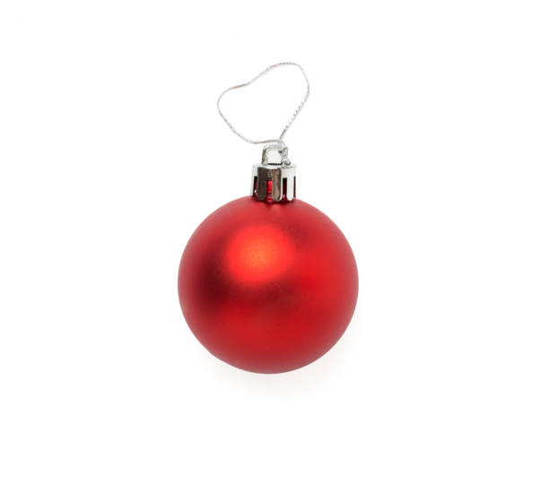 istock Red christmas ball isolated on white, top view 2185456711