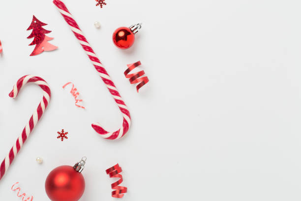 istock Christmas composition with lollipops on color background, top view 2185456778