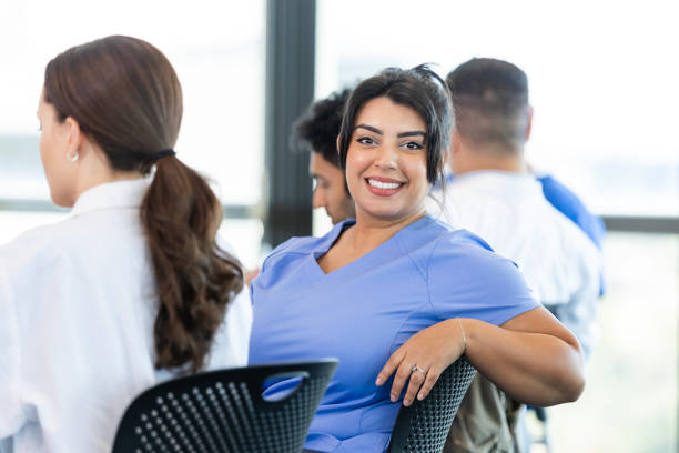 istock Female doctor attends medical conference 2185457662