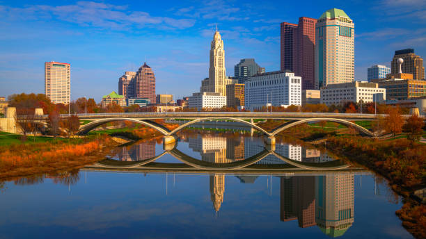 Columbus Ohio Skyline over the Scioto River