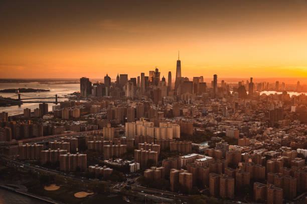 istock aerial view of manhattan at dusk 2185460732