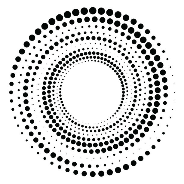istock Black round halftone texture. Dotted radial swirl or tornado shape. Gradient circle. Pop art retro style. 2185466952