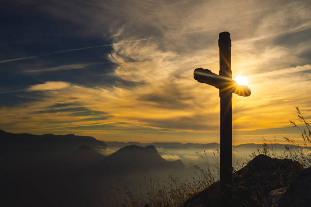 istock Christian cross on the mountain 2185469499