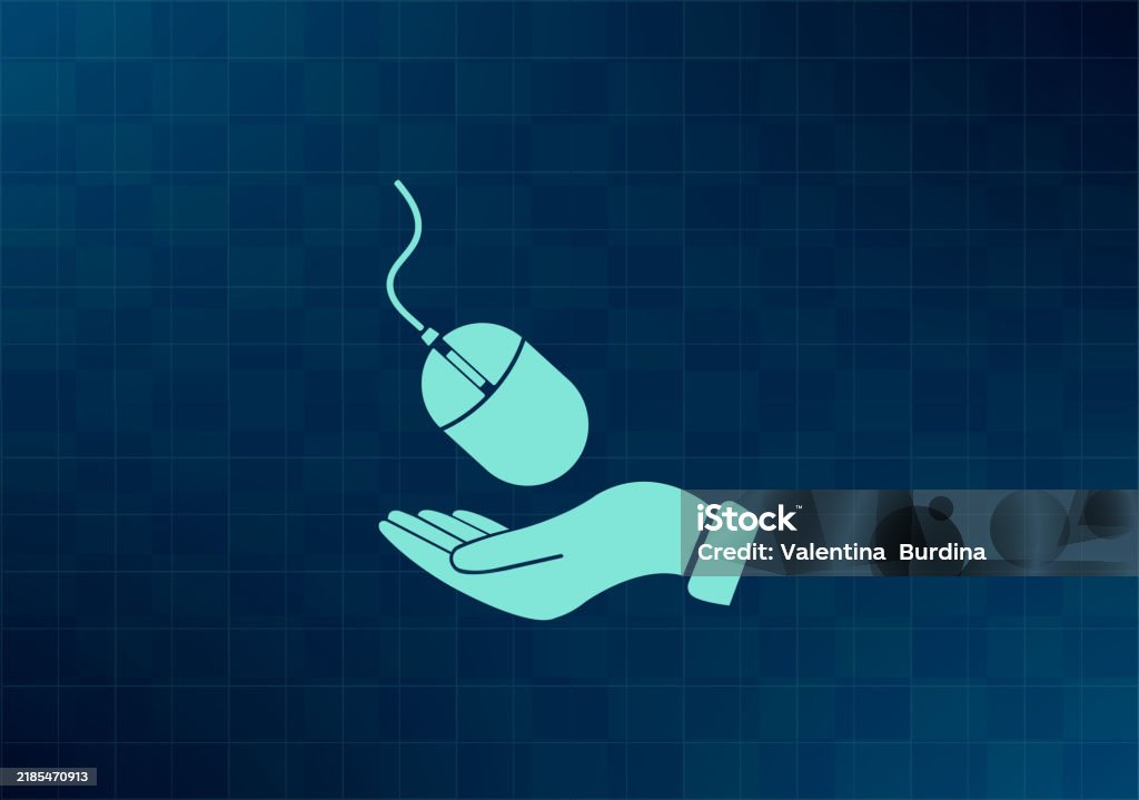 Computer Mouse On Hand Stock Illustration - Download Image Now - Bright ...