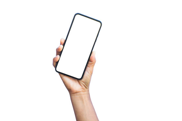 istock Young woman's hand holding a smartphone, isolated on a white background, clipping path 2185471817