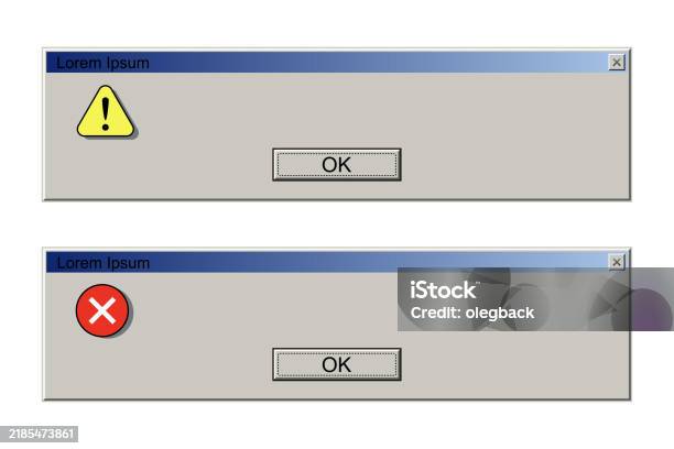 Old Interface Window With Error Messages Pc Problems Web Browser Alert ...