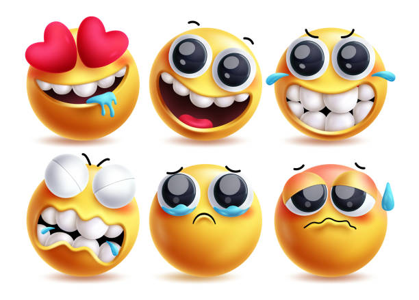 istock Drooling emoji vector characters set. Emojis clip art like in love, cute smiling, funny, crying, sad and sick facial expression 2185474023