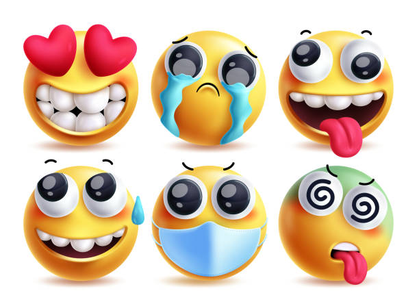 istock Goofy emoji vector characters set. Emojis in love, sob, silly, relief, flu and dizzy clip art facial expressions yellow icon elements. 2185474134