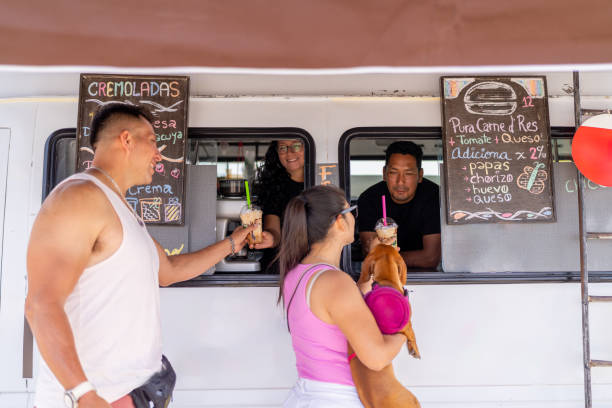 istock Customers receiving drinks at a coffee truck 2185477697