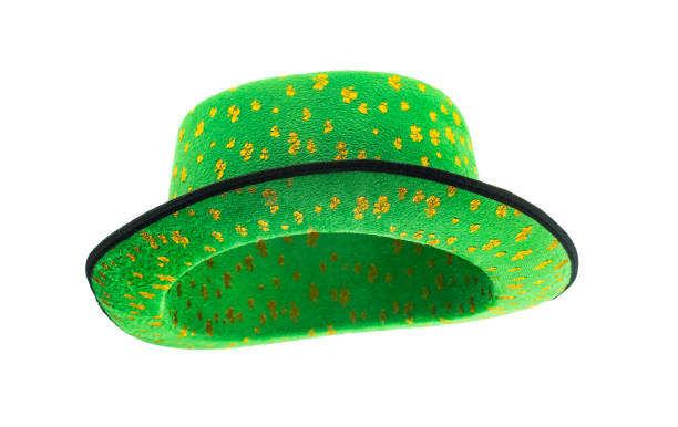 This vibrant green top hat features a shamrock and festive text, perfect for celebrating St. Patrick's Day, representing joy, good luck, and the spirit of Irish culture during joyful gatherings and celebrations.