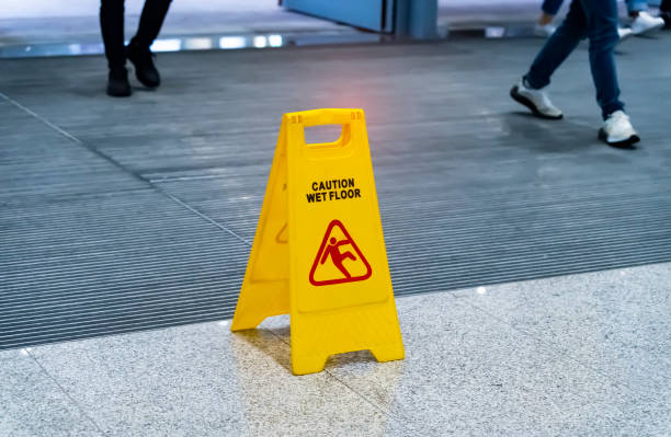 istock Caution wet floor sign on wet floor 2185480705