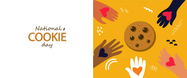 ilustraciones, imágenes clip art, dibujos animados e iconos de stock de día nacional de la galleta con chispas de chocolate. día de cupcakes, día de galletas de avena. día de pastelería. ilustración vectorial plana de dibujos animados dibujada a mano - botones de chocolate