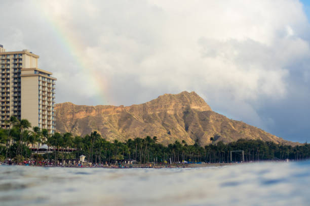 istock Diamond Head with a Vibrant Rainbow in Waikiki 2185481563