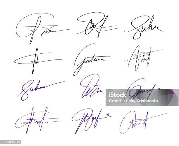 Hand Write Sign Line Handwritten Signature Line Abstract Ink Pen Autograph 2 Stock ...