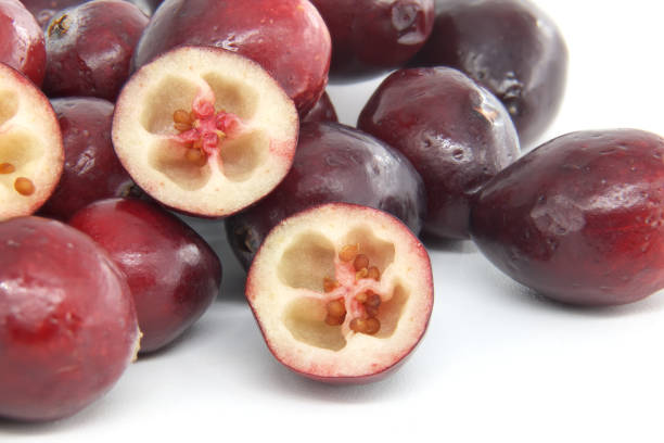istock Close-Up of Fresh Red Cranberries on White Background 2185496581