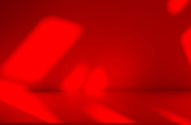 istock Wall interior background, studio and backdrops show products.with shadow from window color red . background for text insertion and presentation product 2185503529