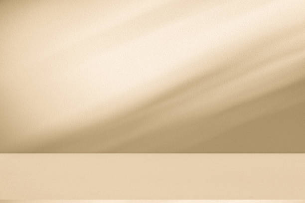 istock Studio style background wall decoration presentation uses white and beige tones. with shadows cast from a nearby window, concept creating a decorative 2185503534
