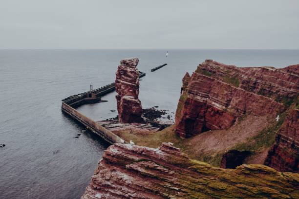 Heligoland rock formations and sea view.