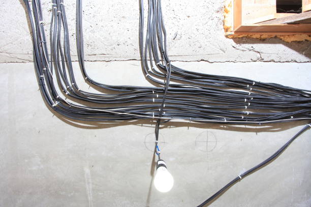 istock open wiring electrical wires grouped on the ceiling of a room 2185506967