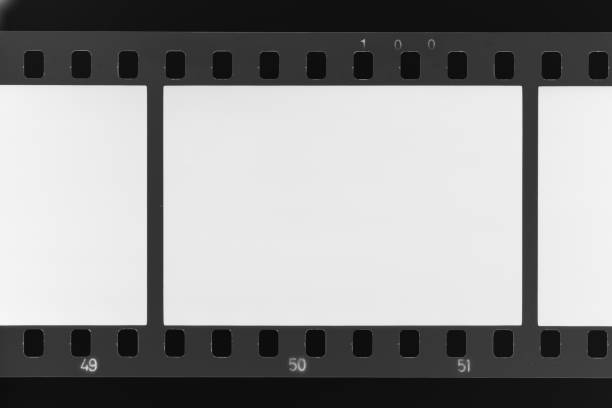 Blank clean strip of 35mm film with perforations and marks shows multiple frames that are empty.