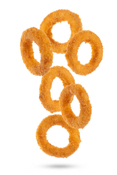 istock Fried onion rings with mozzarella or plain. Delicious onion rings on white background 2185509330