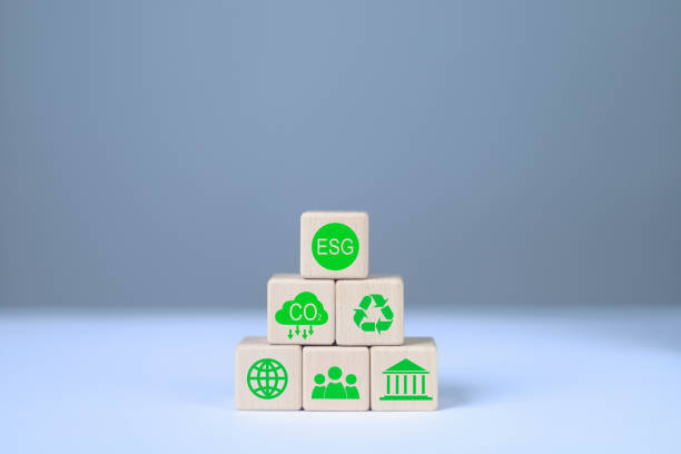 istock ESG Concepts on Environment, Natural environment, Icon block put on white table with ESG icons on wood block stack, White background. 2185511280