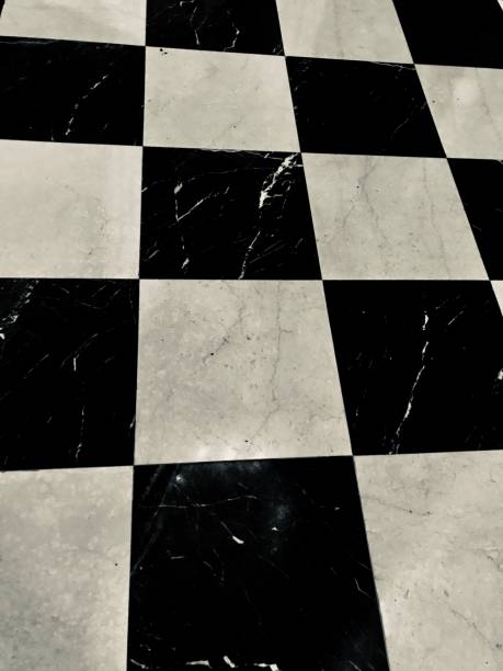 istock Black and white marble checkerboard floor in geometric pattern 2185511315