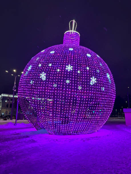 istock A large purple ball with lights on it 2185512676