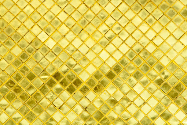 istock Glimmering Golden Tile Texture with Diamond Patterns Ideal for Elegant Backgrounds in Interior Design, Crafts, and Luxury Themes 2185513312