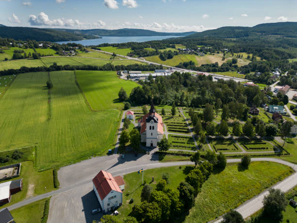 istock Docksta high coast church from above 2185517745
