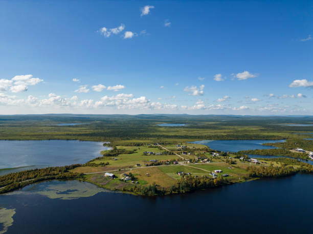istock lake and small village from above Kiruna 2185517995