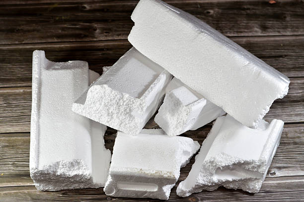 istock Polystyrene PS, a synthetic polymer made from monomers of the aromatic hydrocarbon styrene, Polystyrene can be solid or foamed, Polystyrene 2185522363