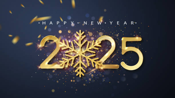 istock Holiday vector illustration of golden metallic numbers 2020 and sparkling glitters pattern 2185529928