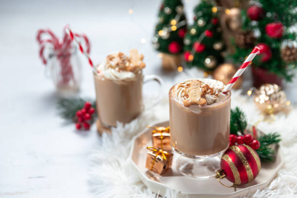 istock Gingerbread Latte hot chocolate for Christmas with gingerbread cookie and whipped cream 2185535441