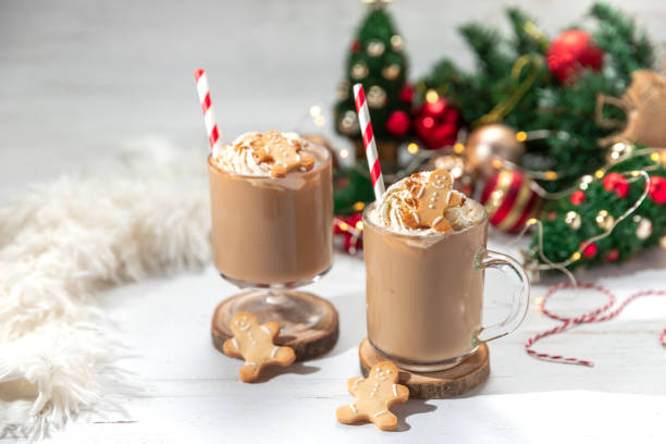 istock Gingerbread Latte hot chocolate for Christmas with gingerbread cookie and whipped cream 2185535443