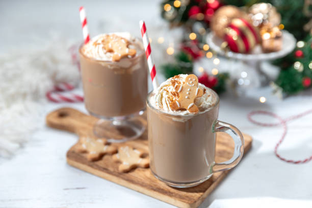 istock Gingerbread Latte hot chocolate for Christmas with gingerbread cookie and whipped cream 2185535452