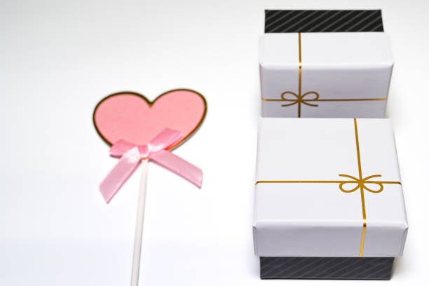 beautiful  valentine day  concept with gift boxes on isolated white