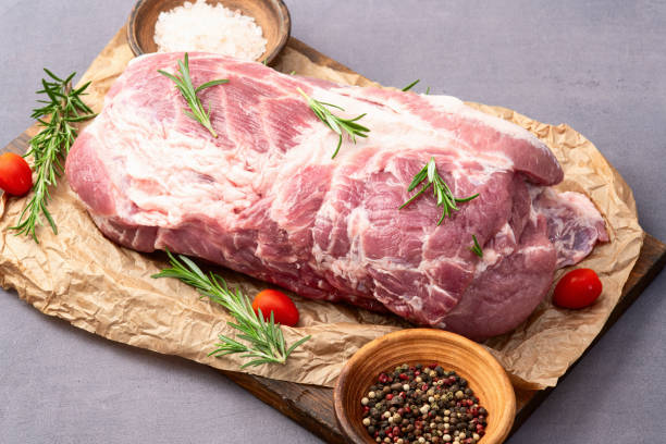 istock Neck of raw pork meat . Top view 2185537666
