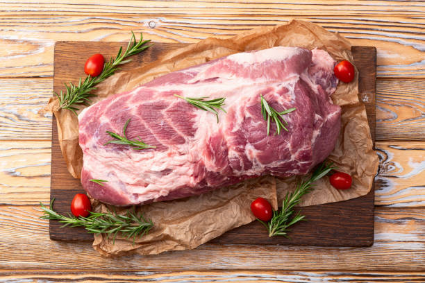 istock Neck of raw pork meat . Top view 2185537675