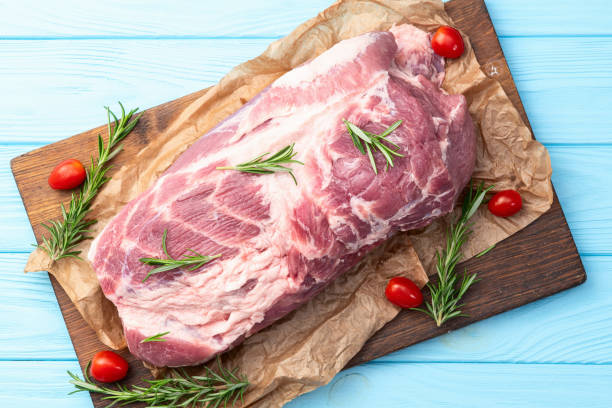 istock Neck of raw pork meat . Top view 2185537687