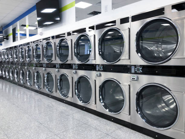 istock Commercial laundry, washing clothes dryers 2185540647