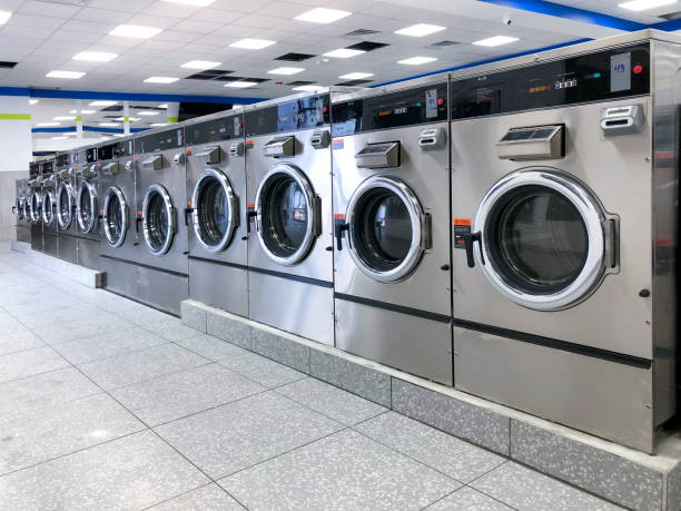 istock Commercial laundry, washing machine for dirty clothes 2185540660