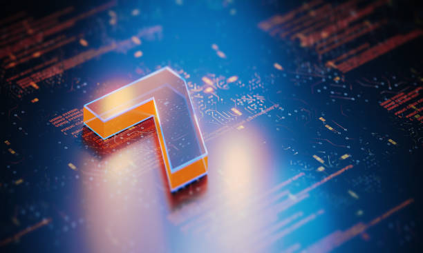 istock Glowing Orange Colored Number Seven On High Tech Background 2185541415