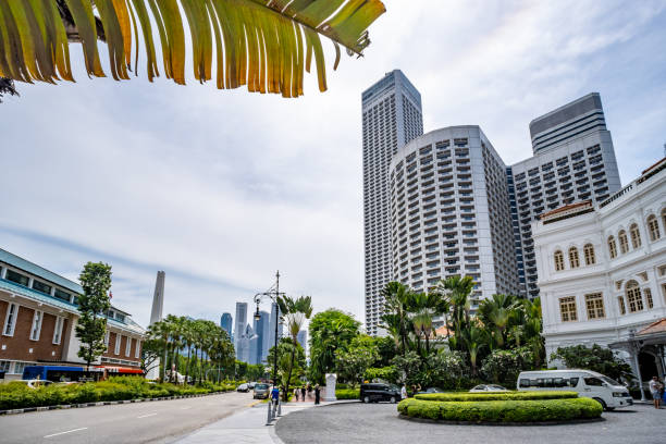Singapore. 26 October 2024. Exterior of the luxury and historic Raffles Hotel in Singapore