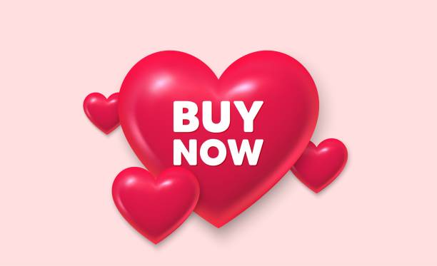 istock Buy Now tag. Special offer price sign. 3d hearts banner. Vector 2185544831